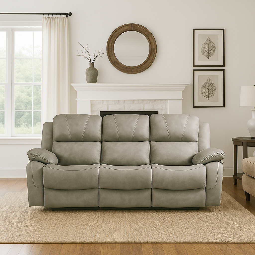 The Luxury Kensington Light Grey Manual Recliner Sofa Range
