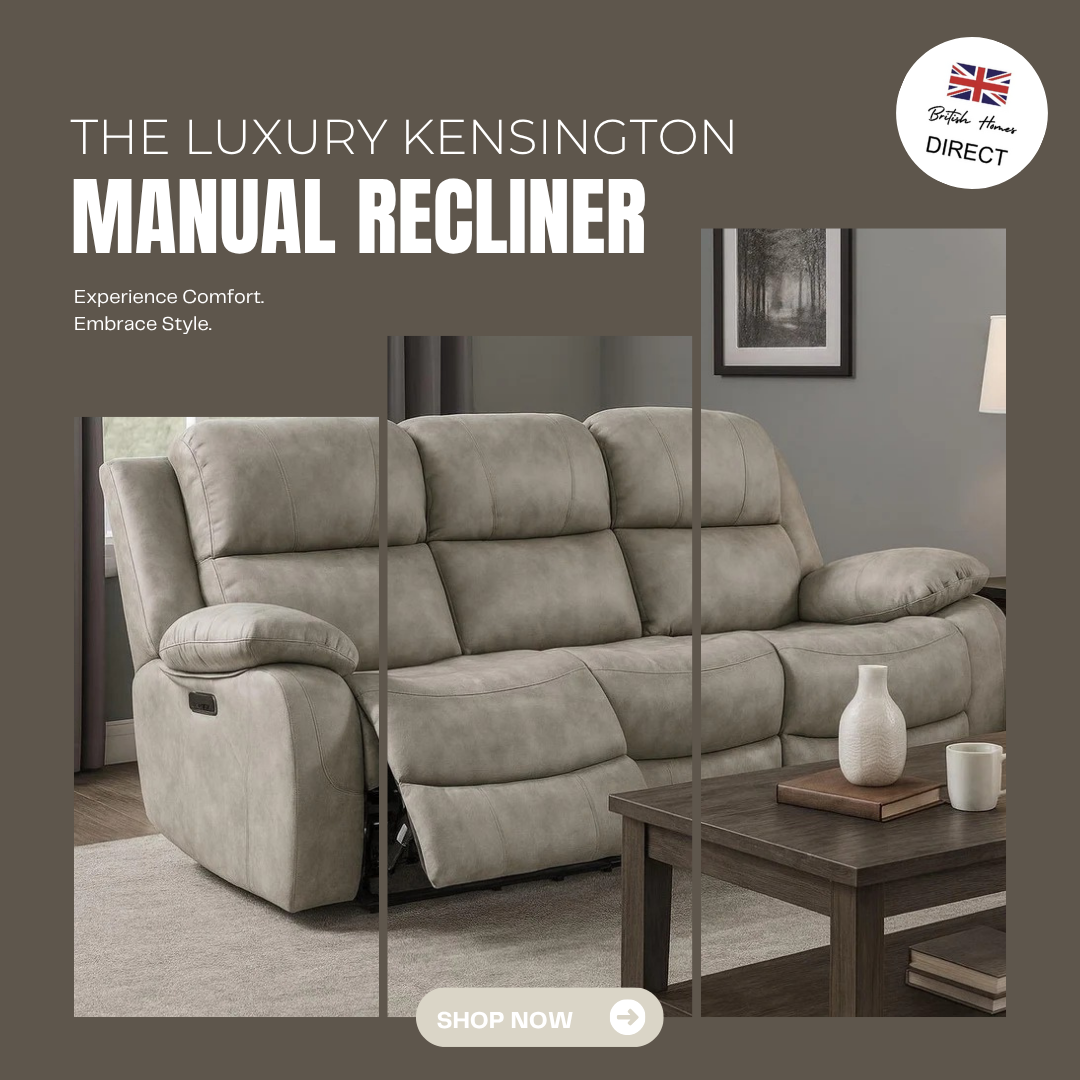 The Luxury Kensington Light Grey Manual Recliner Sofa Range