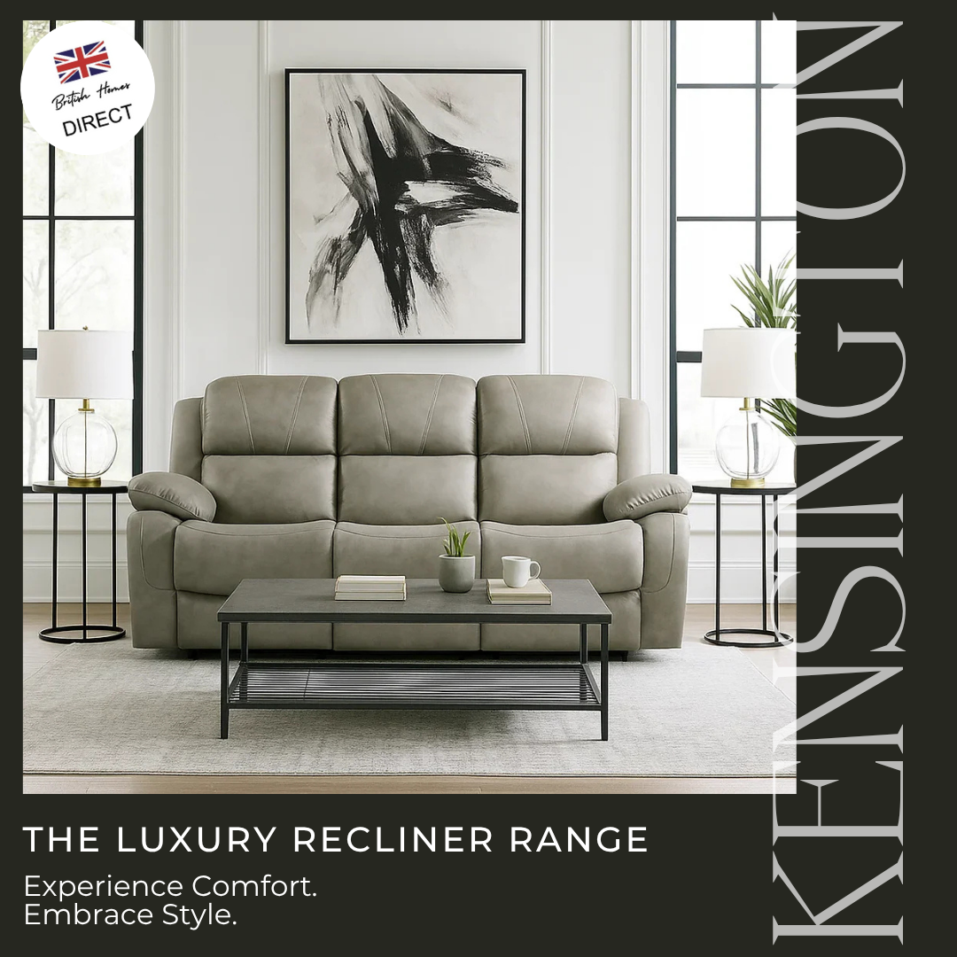 The Luxury Kensington Light Grey Manual Recliner Sofa Range