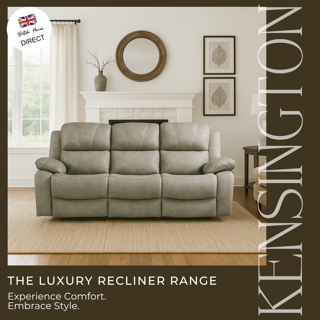 The Luxury Kensington Light Grey Manual Recliner Sofa Range