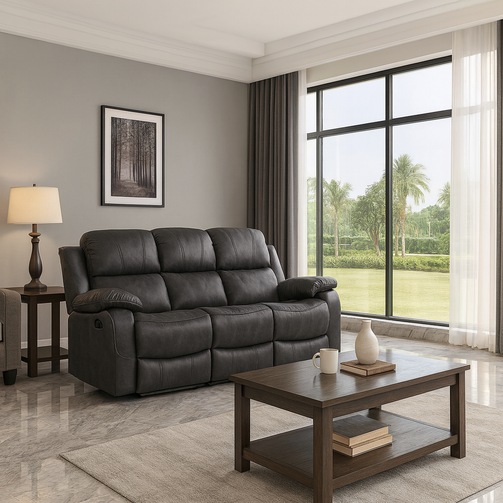 The Luxury Kensington Dark Grey Manual Recliner Sofa Range