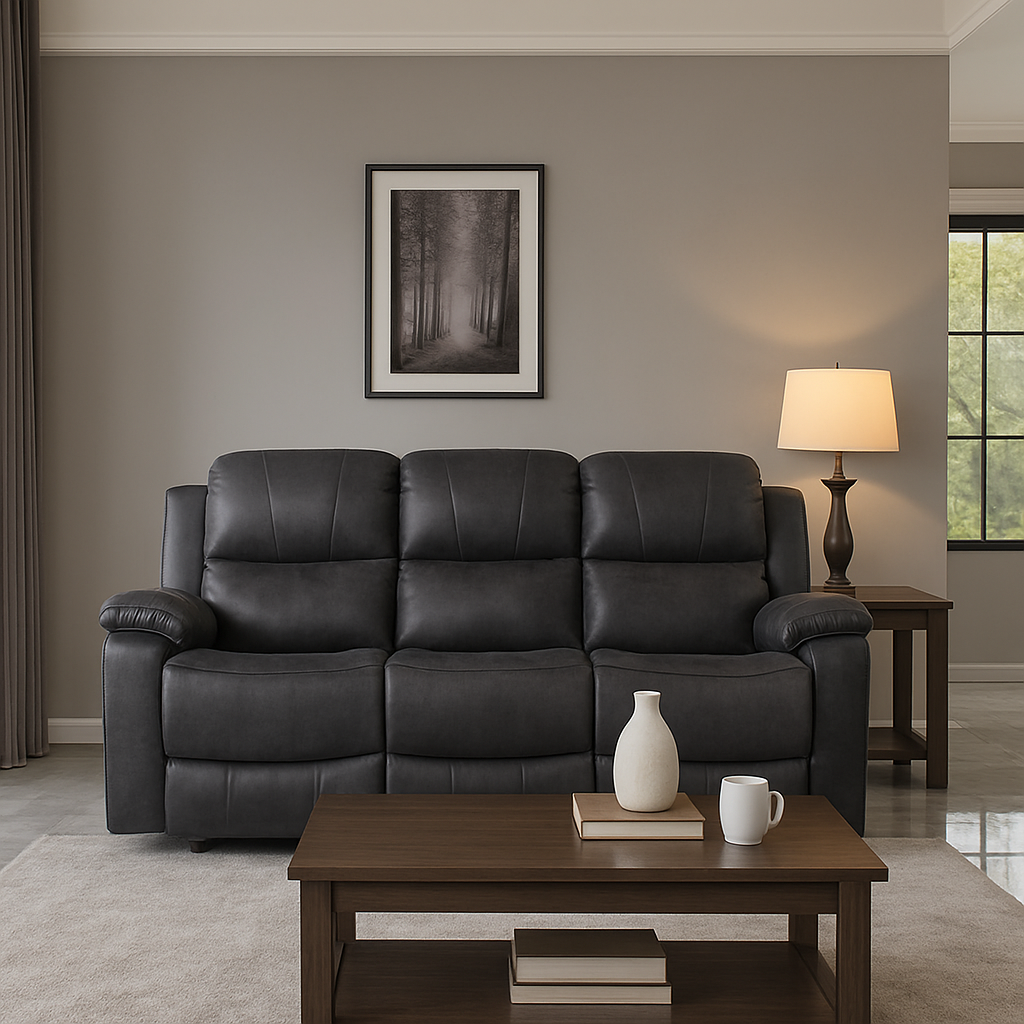 The Luxury Kensington Dark Grey Manual Recliner Sofa Range