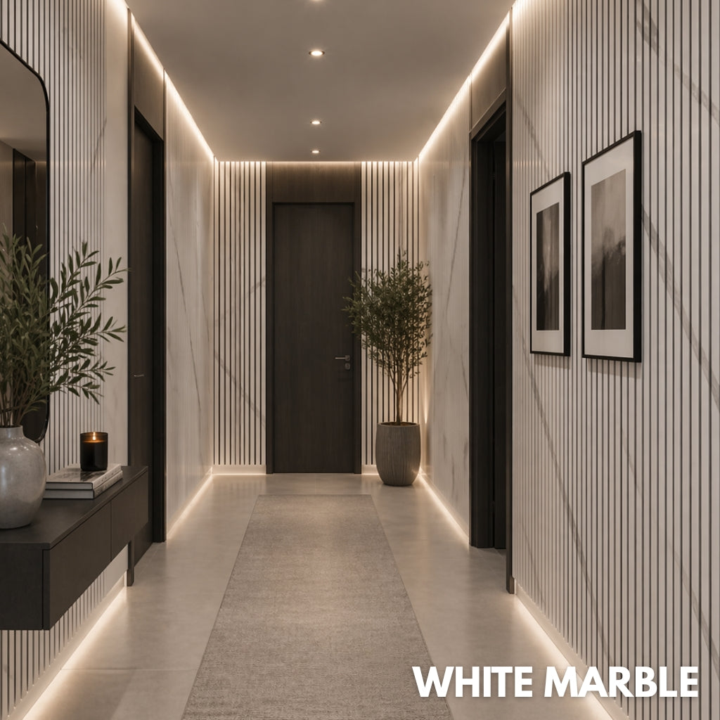 Premium Acoustic Wall Panels - White Marble