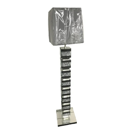 Crystal Luxe: Stacked Mirrored Floor Lamp