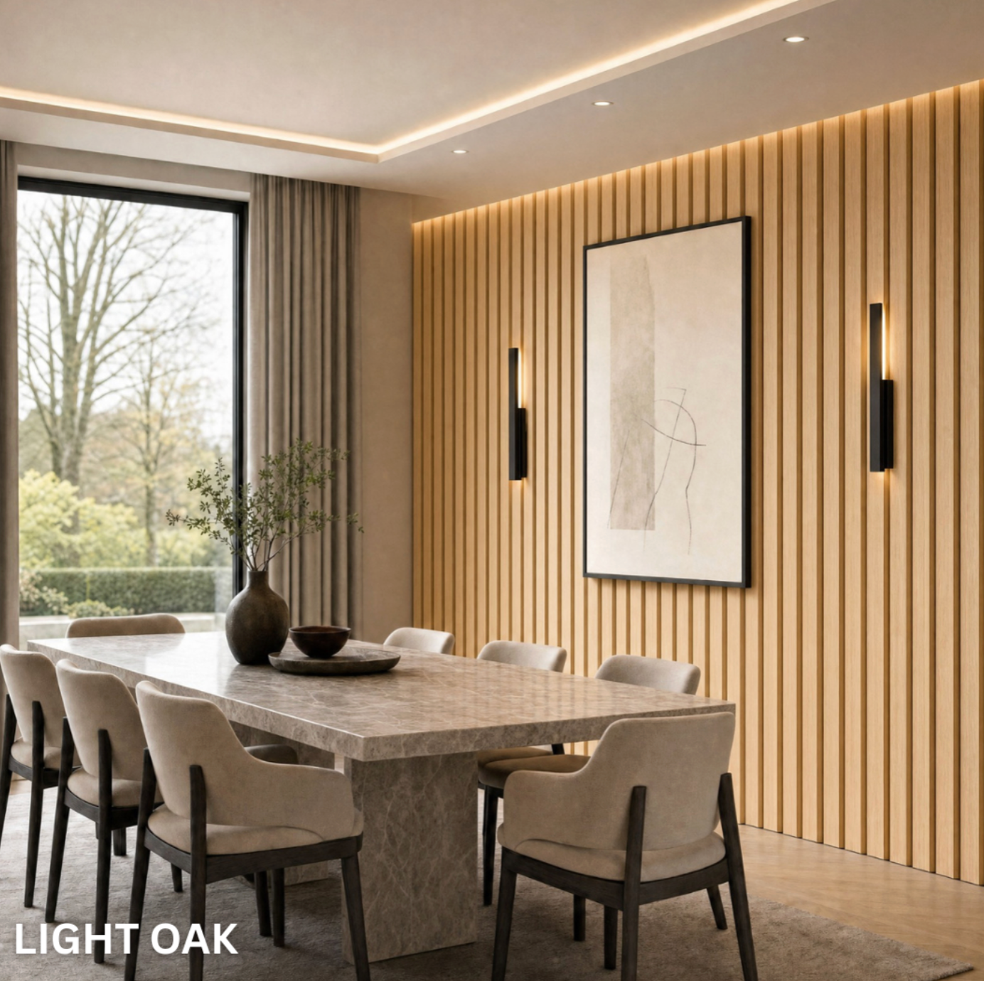 Premium Acoustic Slatted Wall Panel 240cm x 60cm - Natural Oak - (50mm thickness)