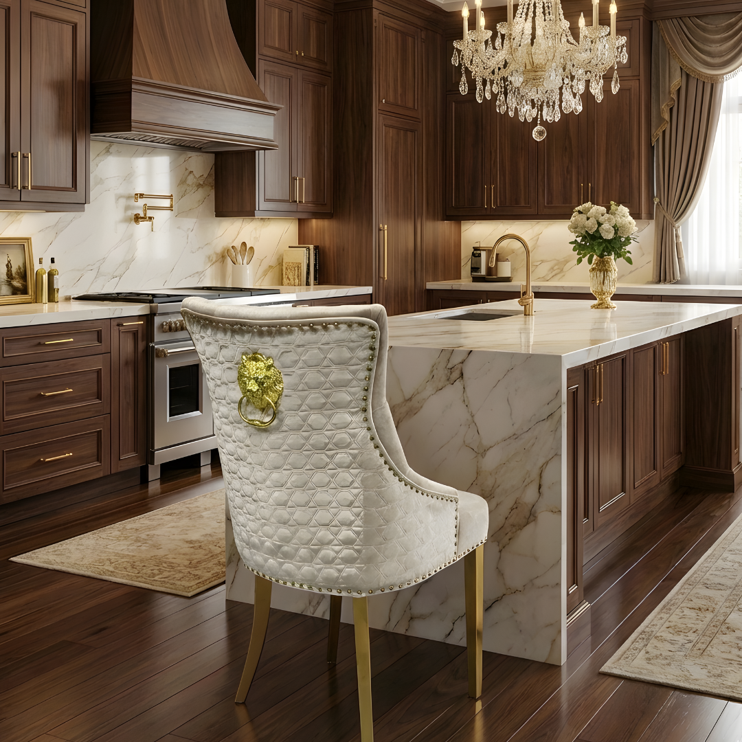 Roma Mink Dining Chair (Gold Legs)