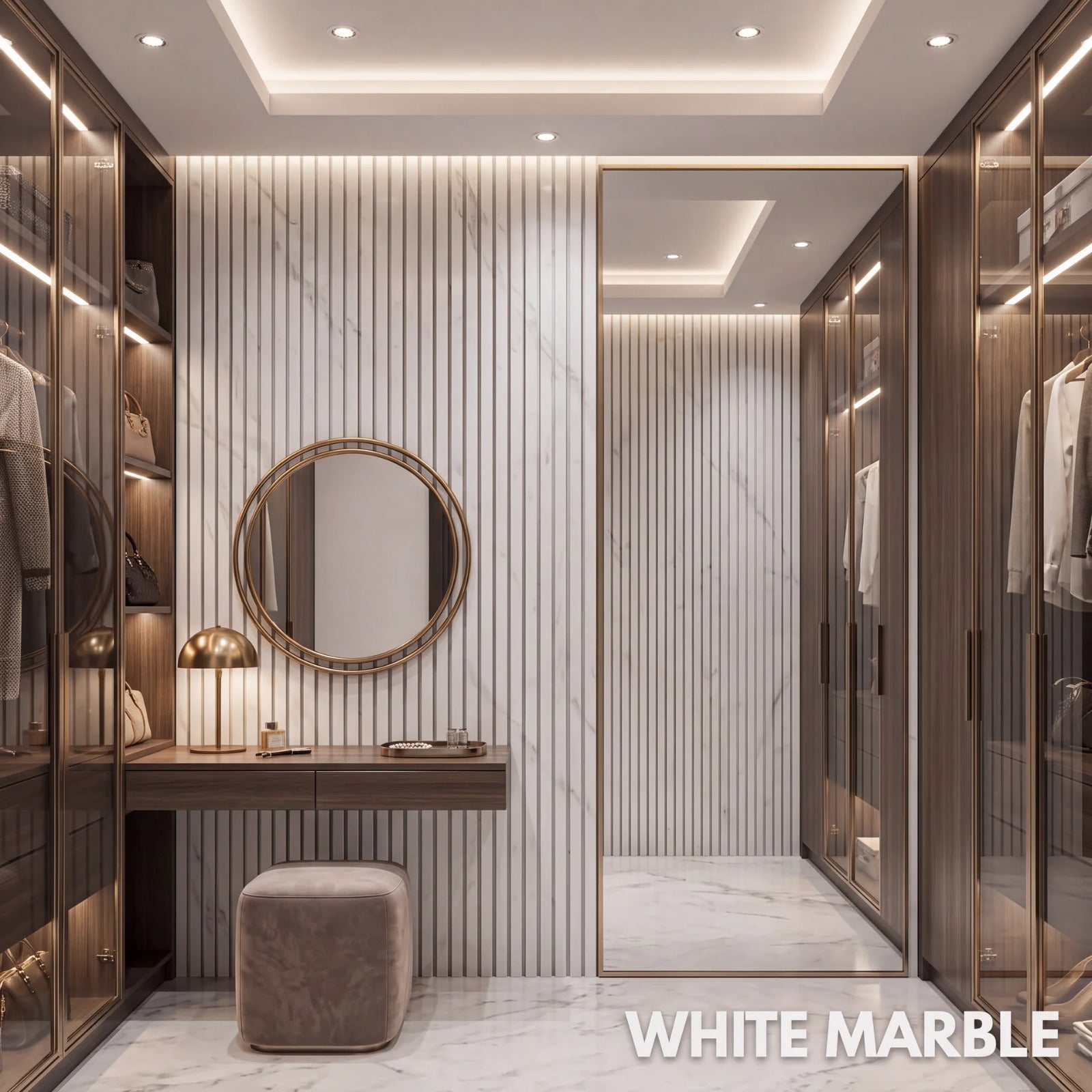 Premium Acoustic Wall Panels - White Marble