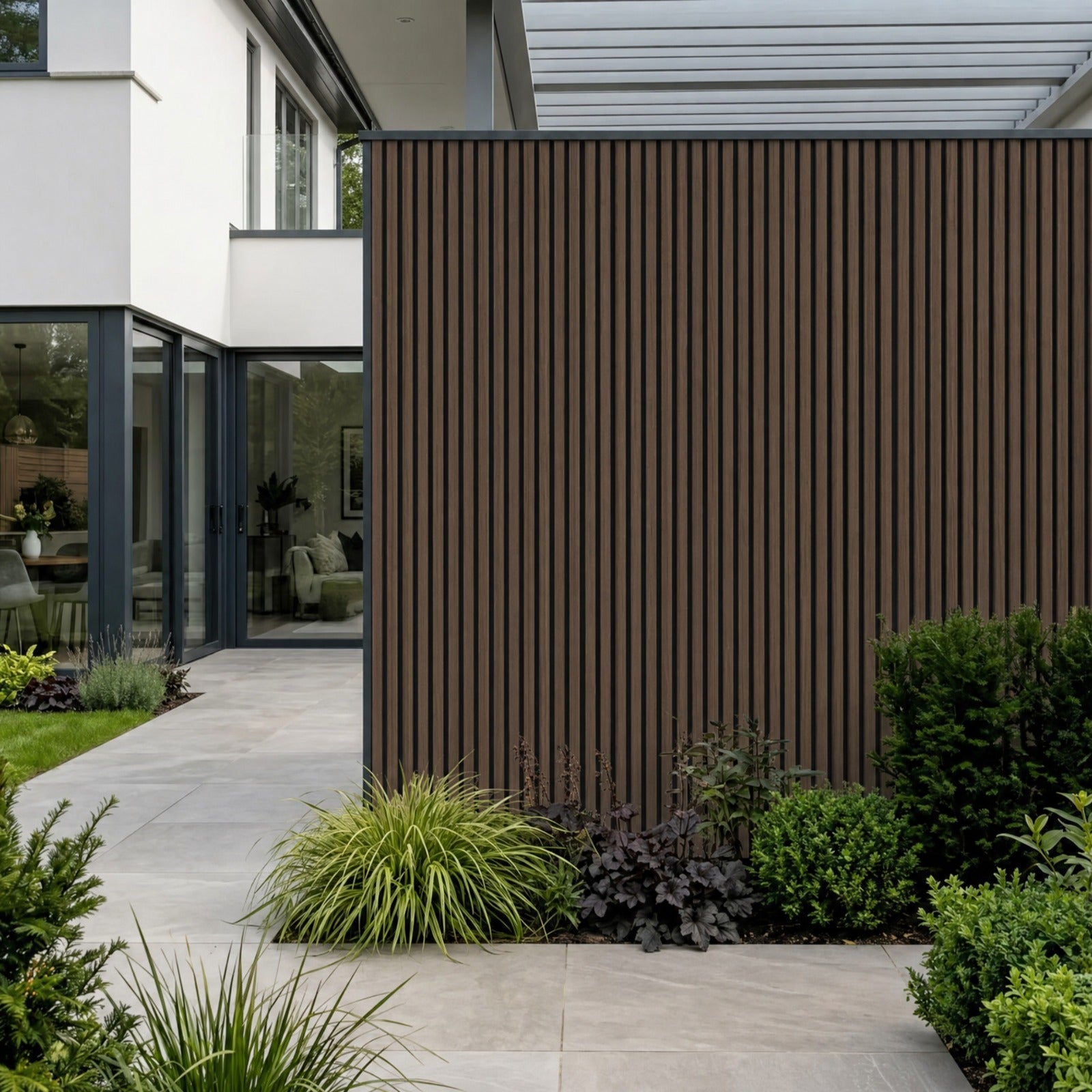 Outdoor Thin Slat PVC Composite Wall Panels - Pack of 6 (Multiple Colours