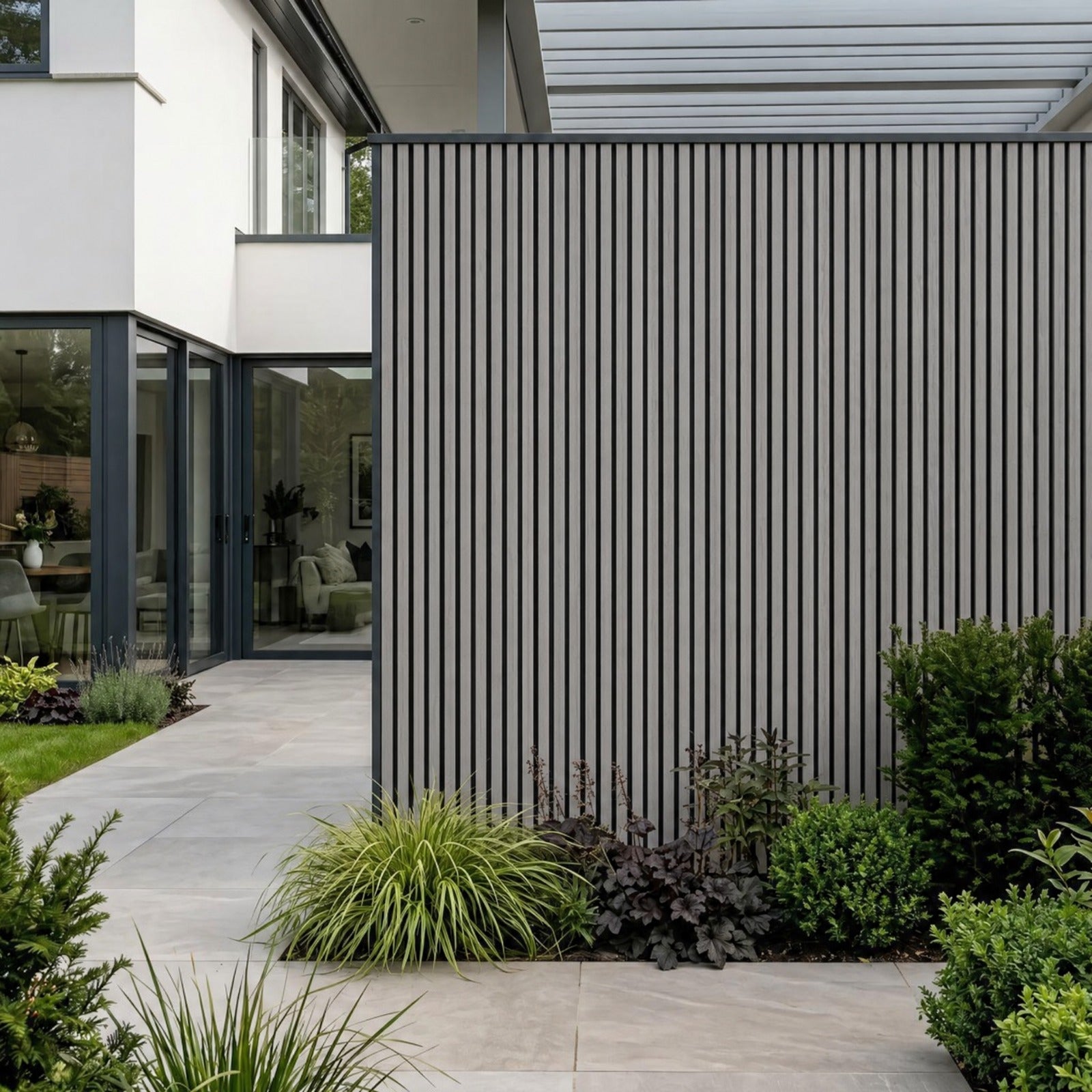 Outdoor Thin Slat PVC Composite Wall Panels - Pack of 6 (Multiple Colours