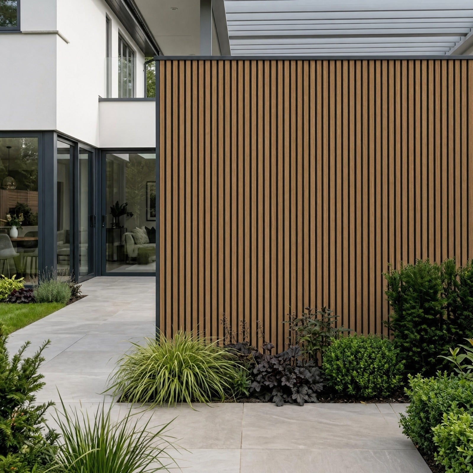 Outdoor Thin Slat PVC Composite Wall Panels - Pack of 6 (Multiple Colours