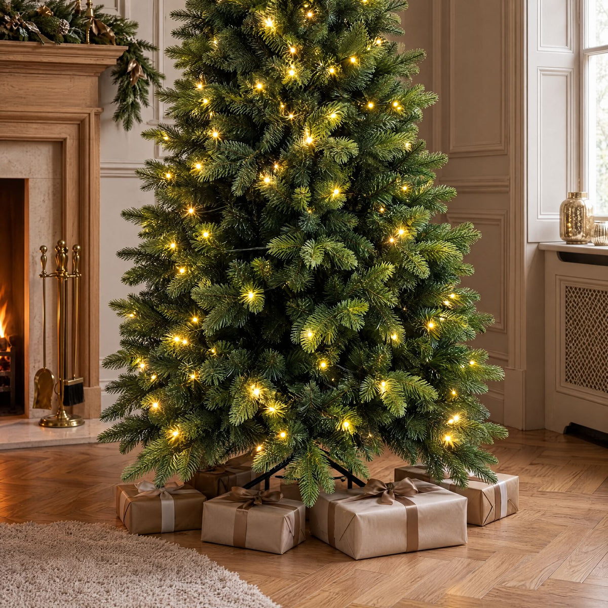 Artificial Christmas Tree (6ft/180cm) – Realistic Fir - LED Lights Included
