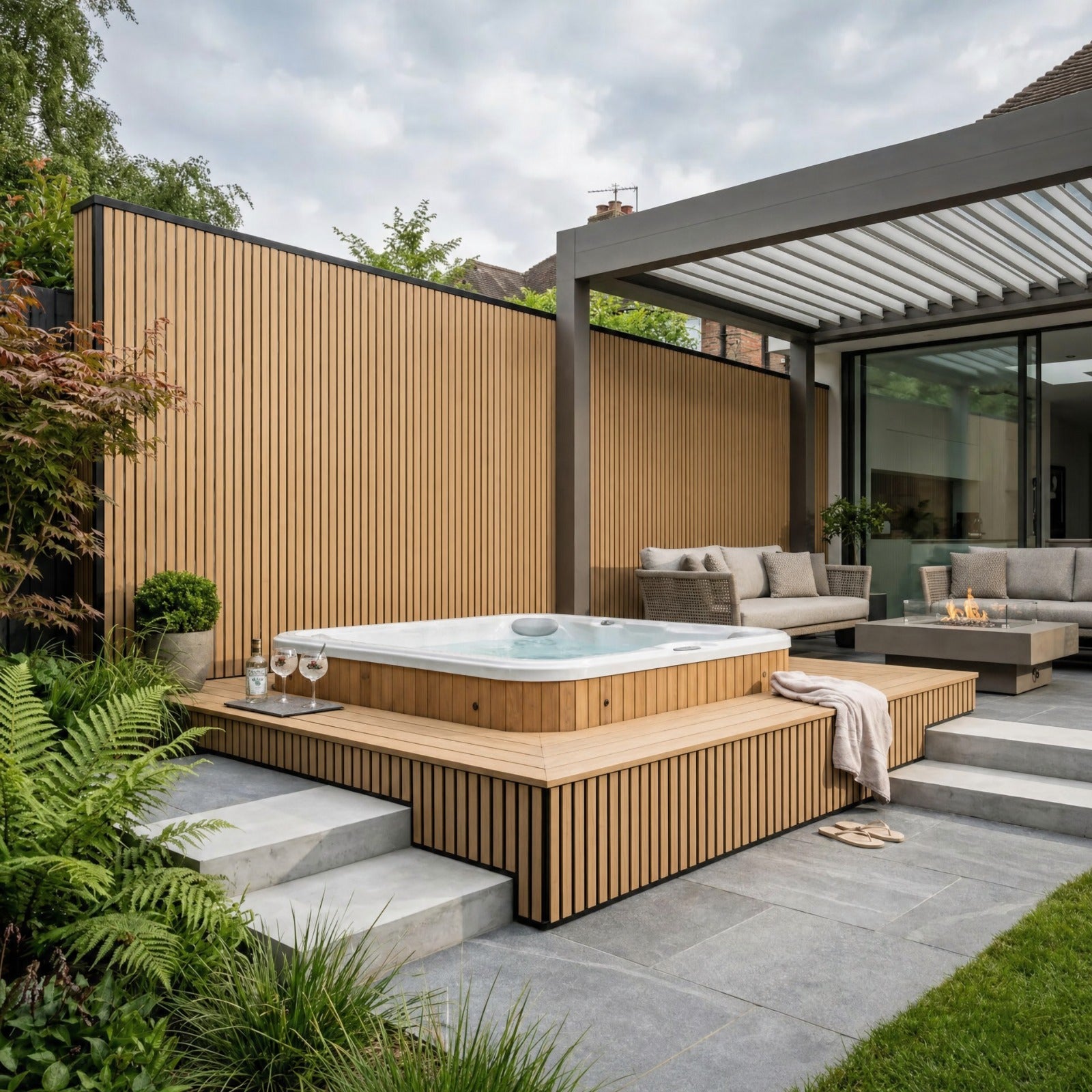 Heavy Duty Outdoor Thin Slat PVC Composite Wall Panels - Pack of 6 (Multiple Colours