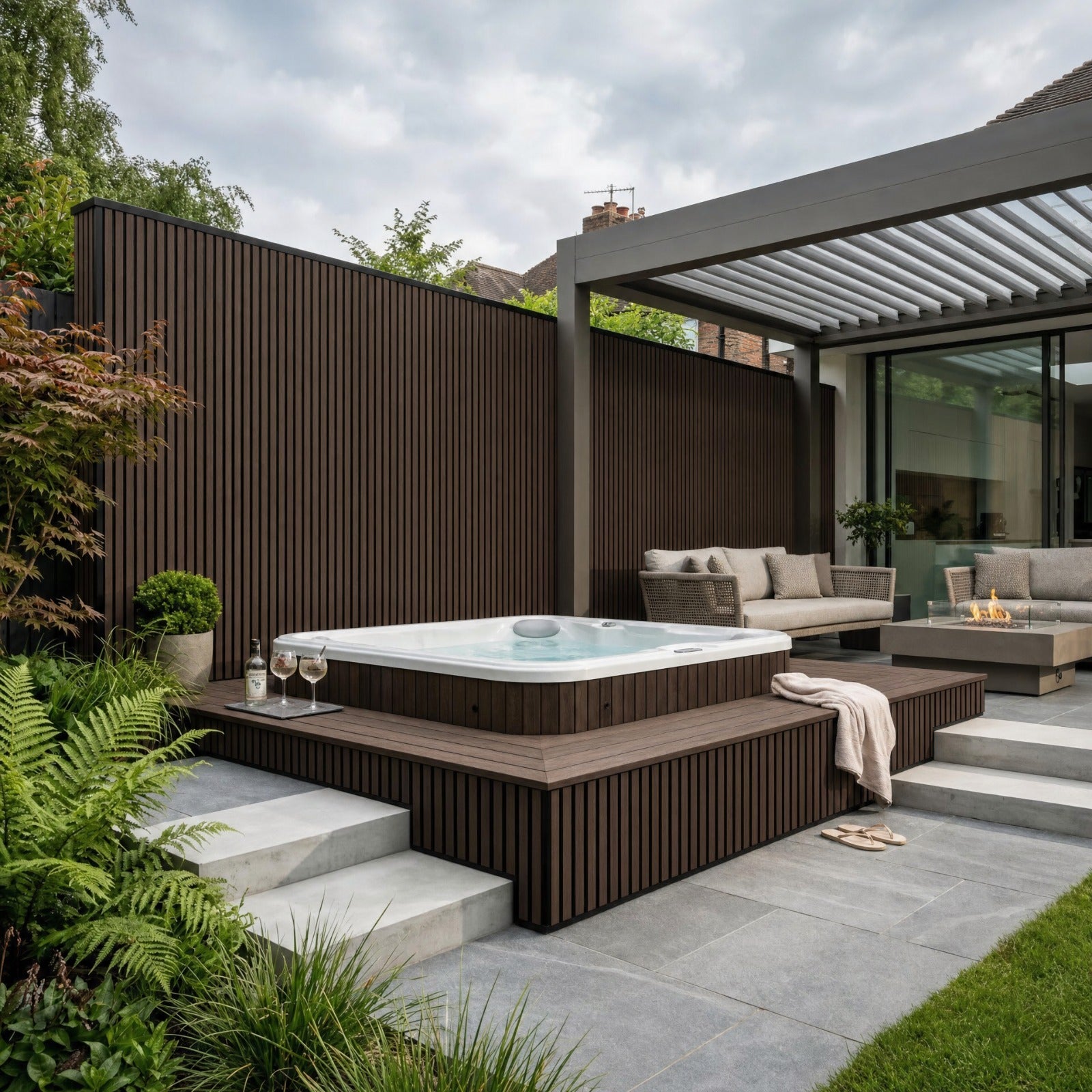 Heavy Duty Outdoor Thin Slat PVC Composite Wall Panels - Pack of 6 (Multiple Colours