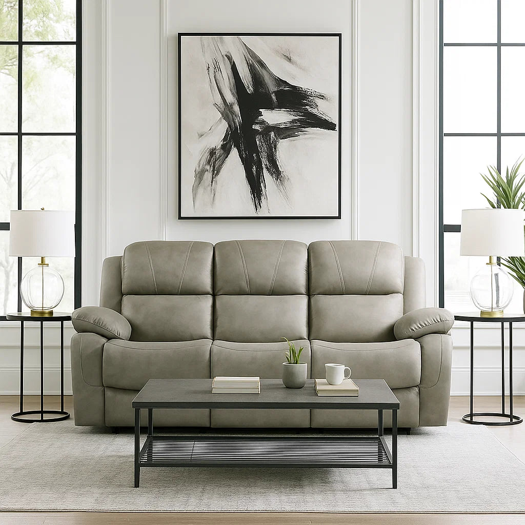 The Luxury Kensington Light Grey Manual Recliner Sofa Range