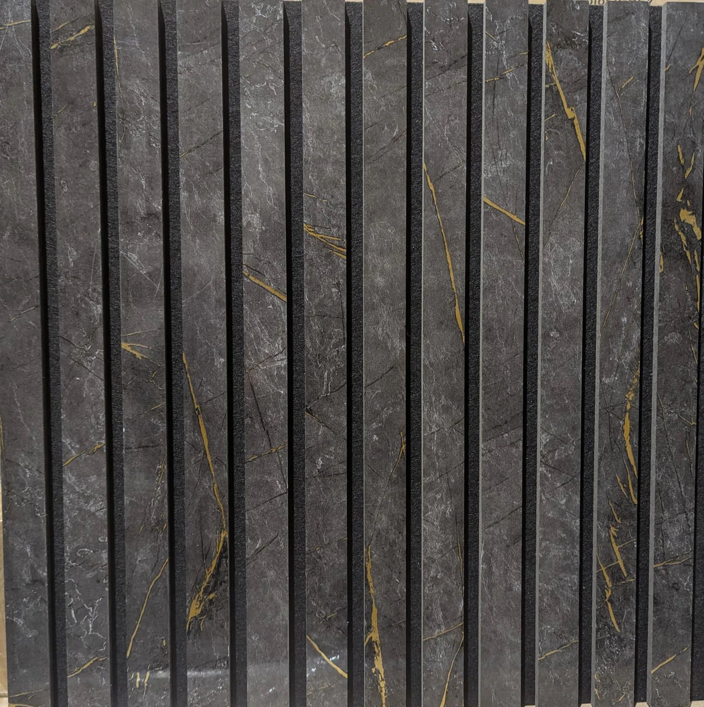 Premium Thick Slat Large Wall Panel 280cm x 60cm (Black & Gold Marble) - 35mm thickness