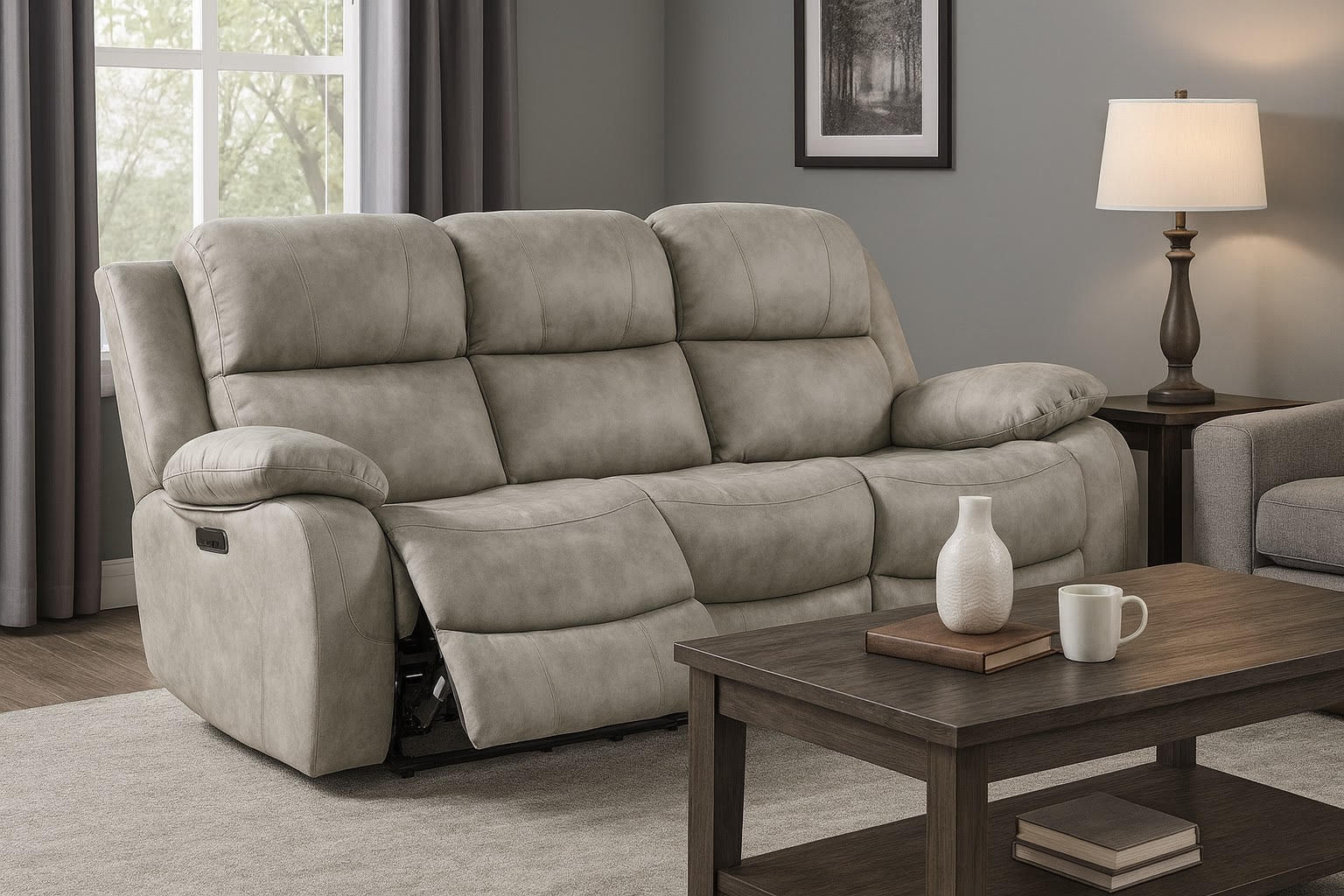 The Luxury Kensington Light Grey Manual Recliner Sofa Range