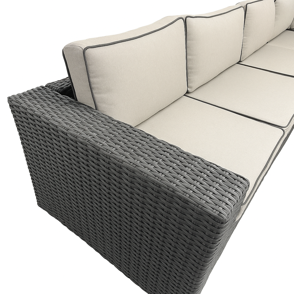The Luxury Buckingham Rattan Fire Pit Corner Sofa Set + 2 Stools