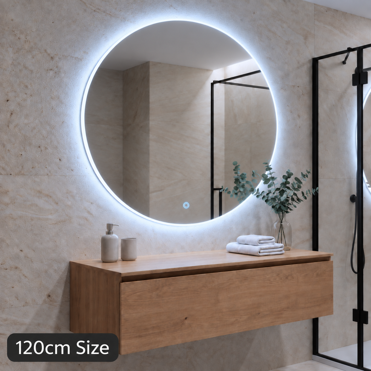 Premium Round Backlit LED Mirror – Touch Control - (Multiple Sizes)