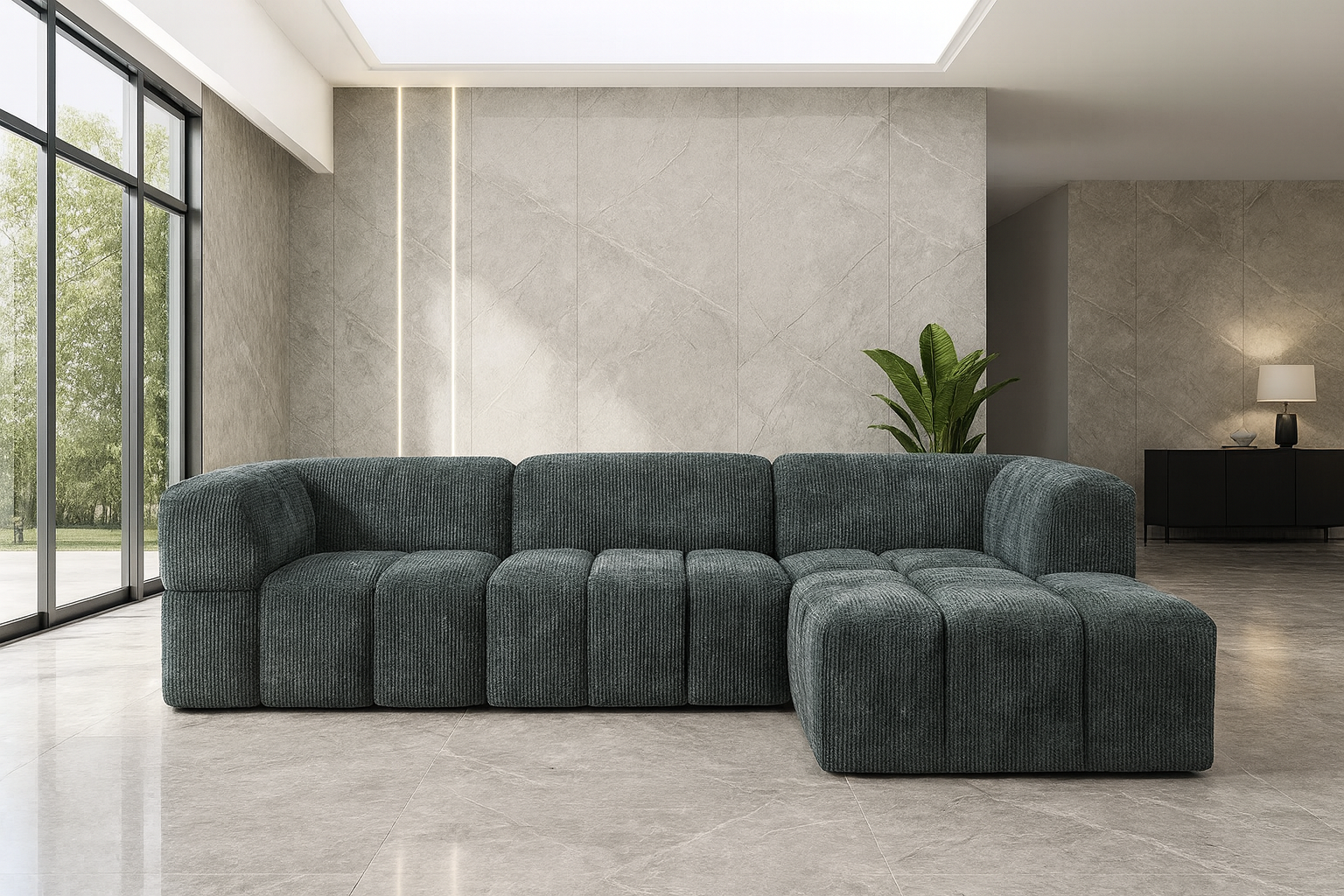 The Luxury Kingston Grey Modular Sofa + Stool