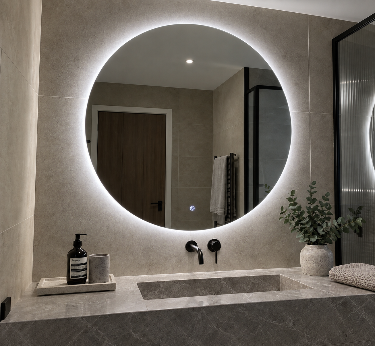 Premium Round Backlit LED Mirror – Touch Control - (Multiple Sizes)