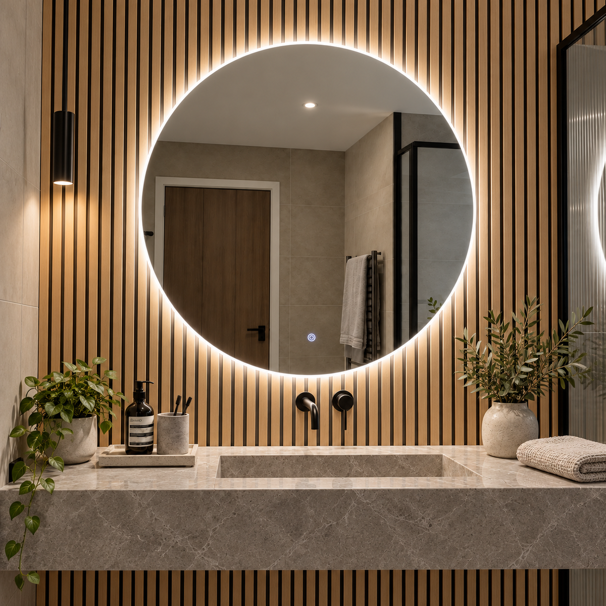 Premium Round Backlit LED Mirror – Touch Control - (Multiple Sizes)