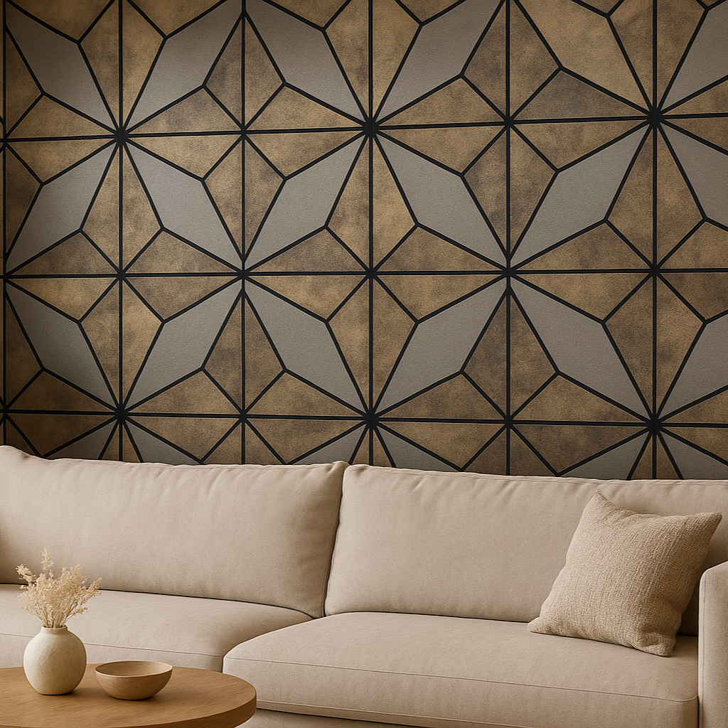 The Premium Geometric Grey Glitter Wall Panel 240cm x 60cm