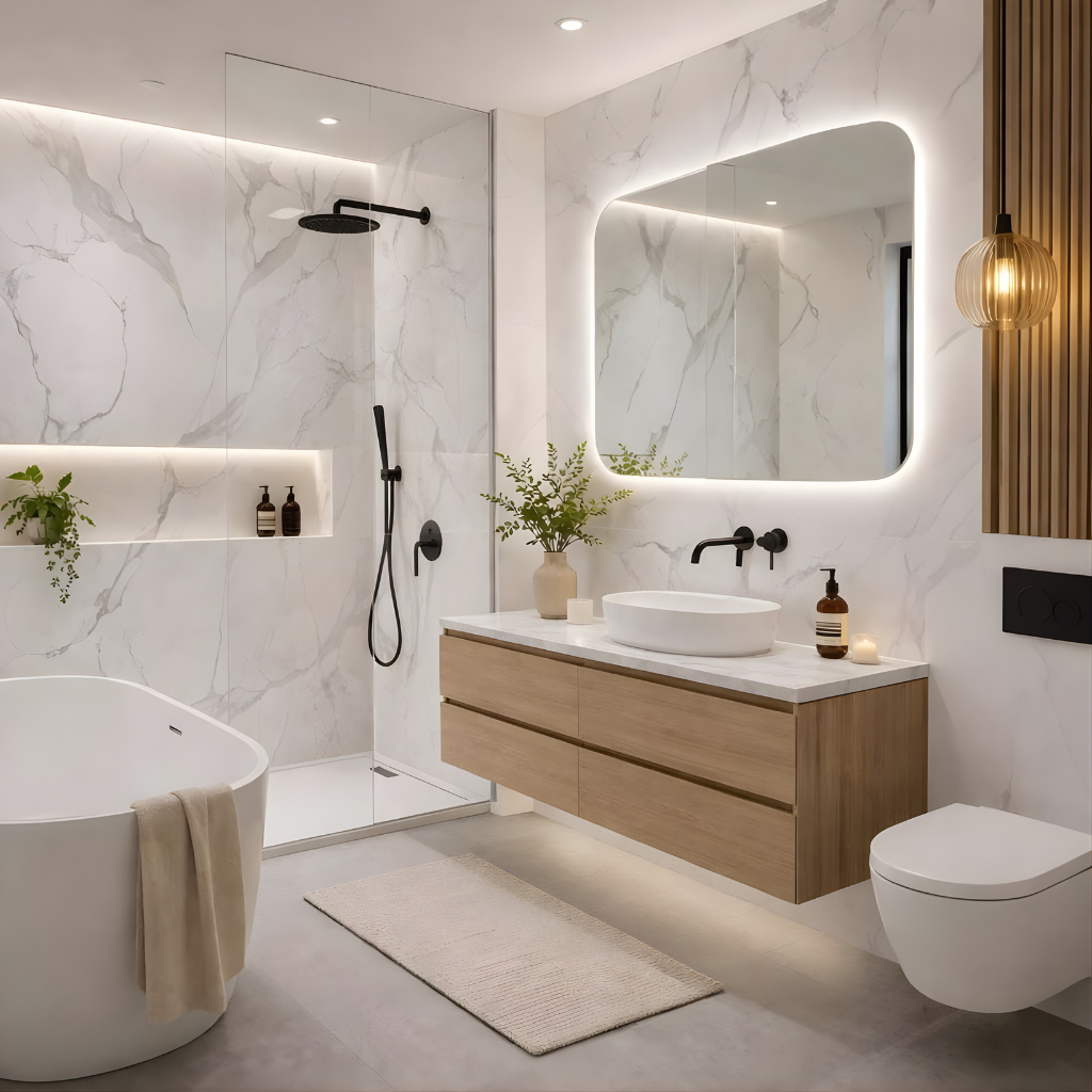 Aqua Panel - White Marble (240cm x 90cm - Pack of 2)