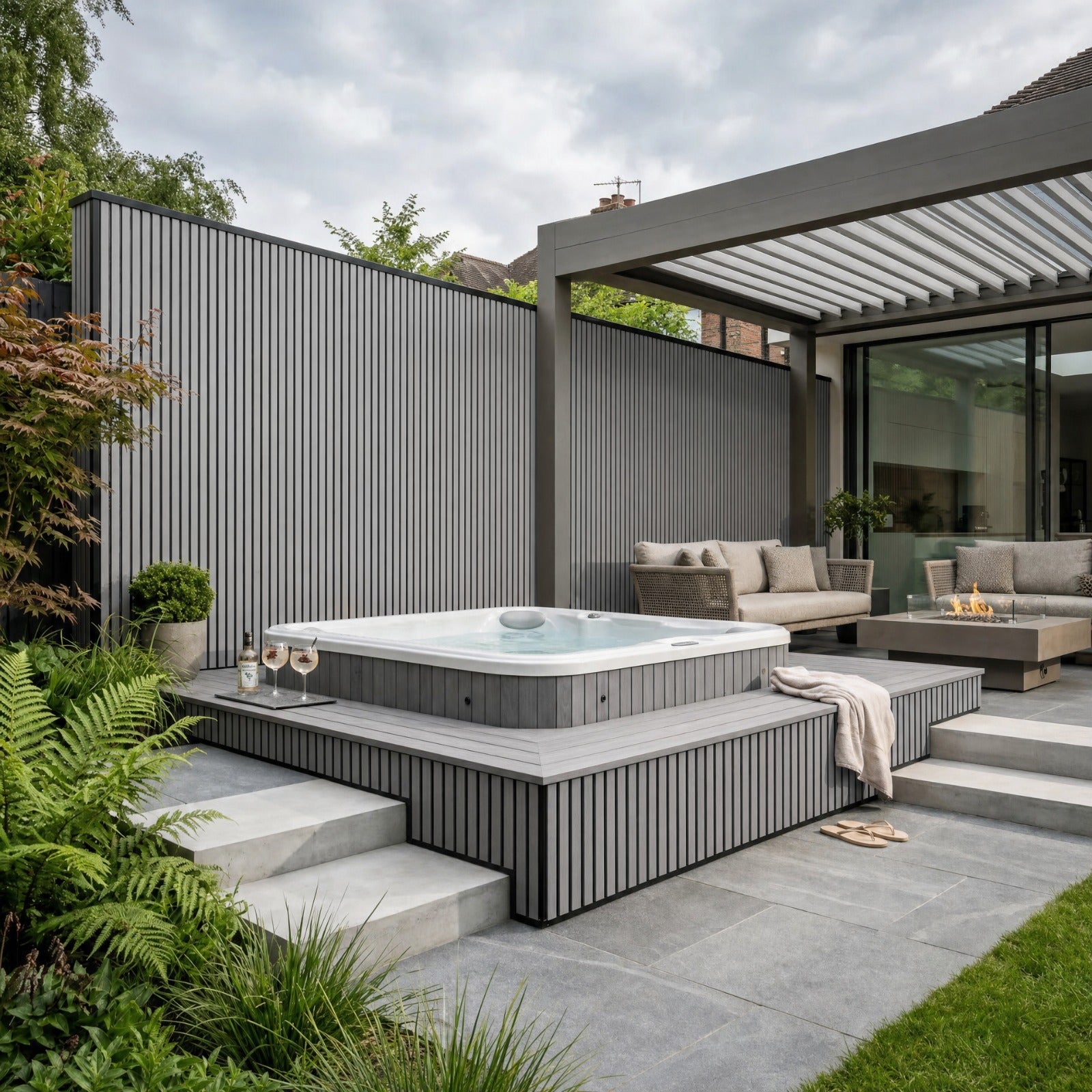 Heavy Duty Outdoor Thin Slat PVC Composite Wall Panels - Pack of 6 (Multiple Colours