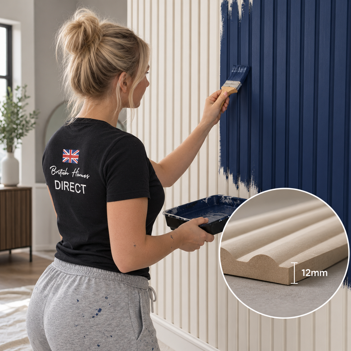 Paintable MDF Ribbed Wall Panel – Moisture Resistant – 12mm – Multiple Sizes